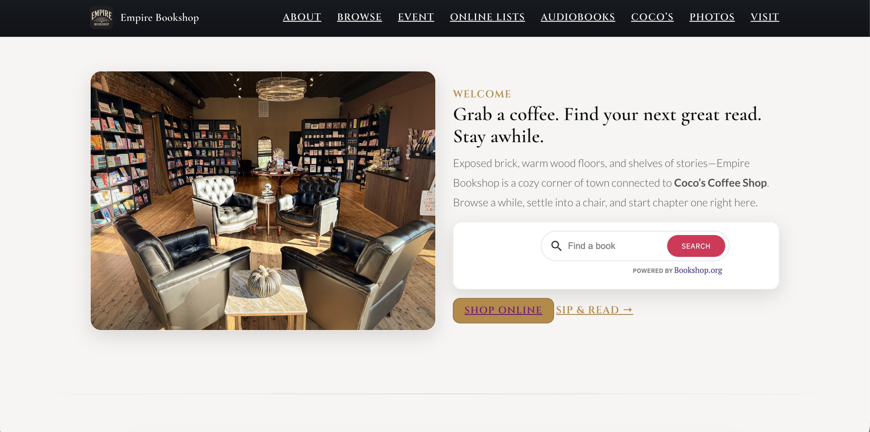 Empire Bookshop website preview